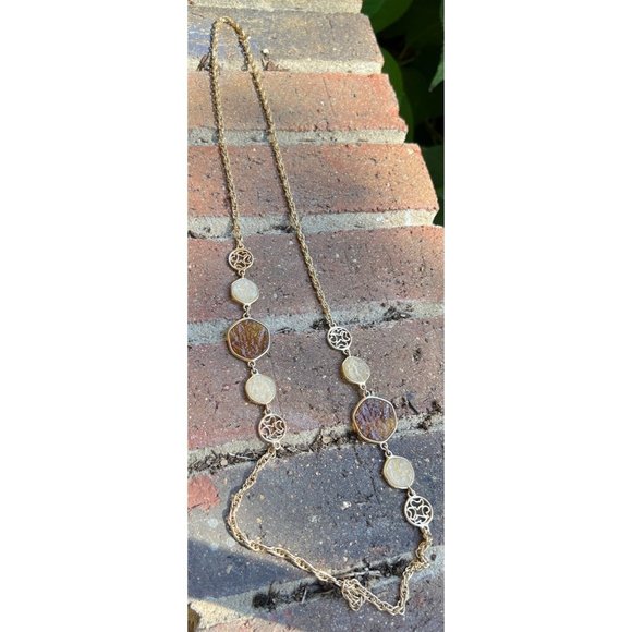 Sarah Coventry Amber Coin Necklace - Picture 6 of 10